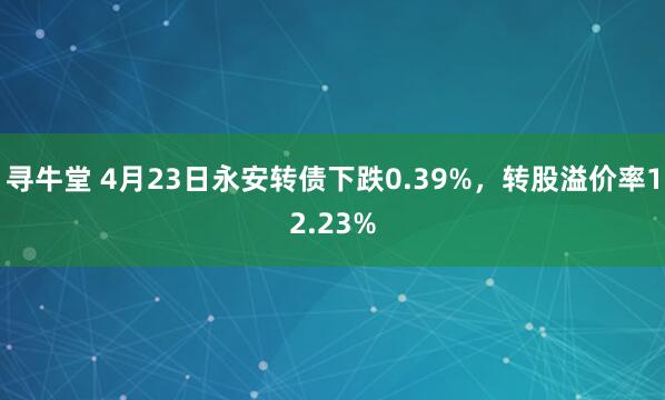 寻牛堂 4月23日永安转债下跌0.39%，转股溢价率12.23%
