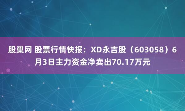 股巢网 股票行情快报：XD永吉股（603058）6月3日主力资金净卖出70.17万元
