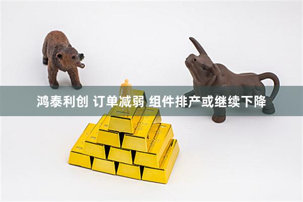 鸿泰利创 订单减弱 组件排产或继续下降